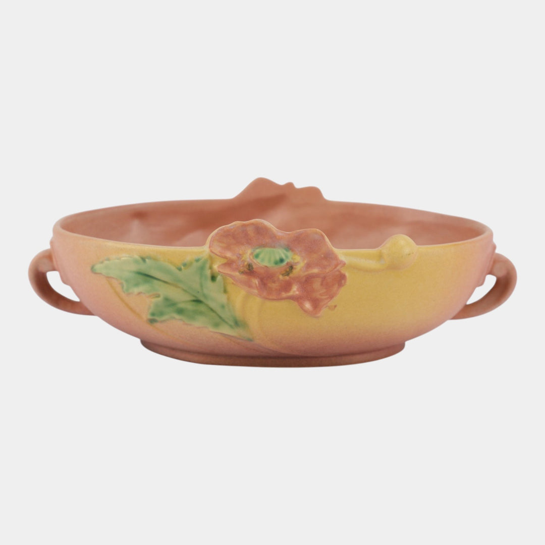 Roseville Poppy Pink 1938 Vintage Art Pottery Ceramic Console Bowl 338-10