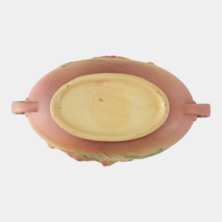 Roseville Poppy Pink 1938 Vintage Art Pottery Ceramic Console Bowl 338-10