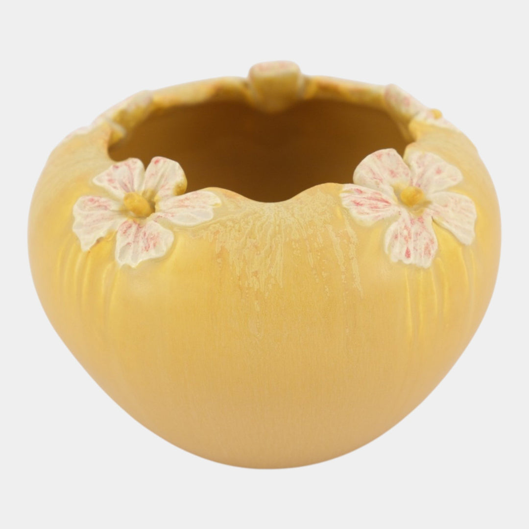 Ephraim Faience 2013 Hand Made Pottery Pretty Posies Yellow Bowl Vase G24