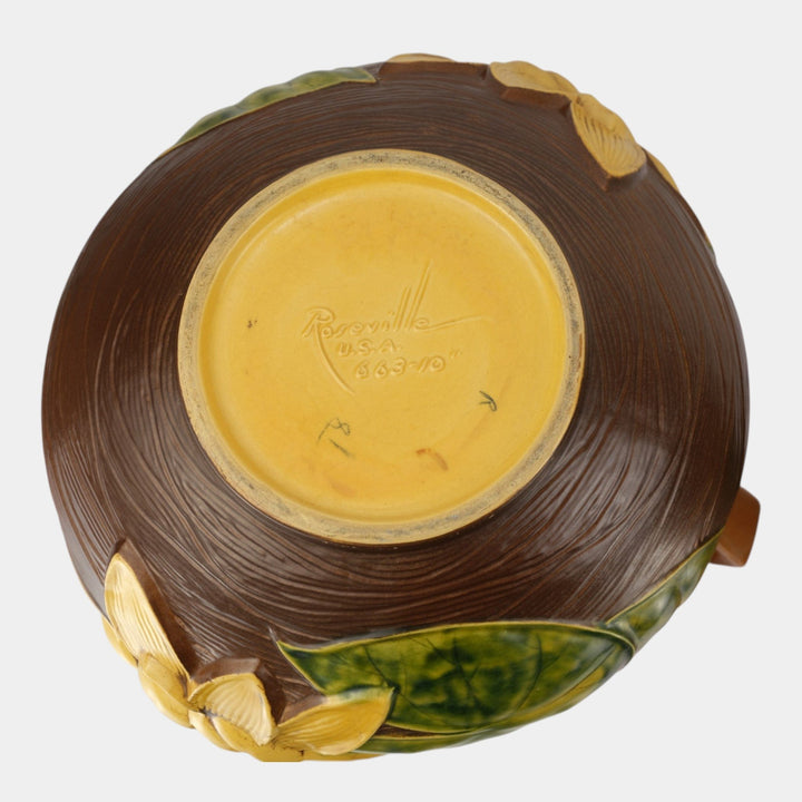 Roseville Water Lily Brown 1943 Vintage Art Pottery Jardiniere & Pedestal 663-10