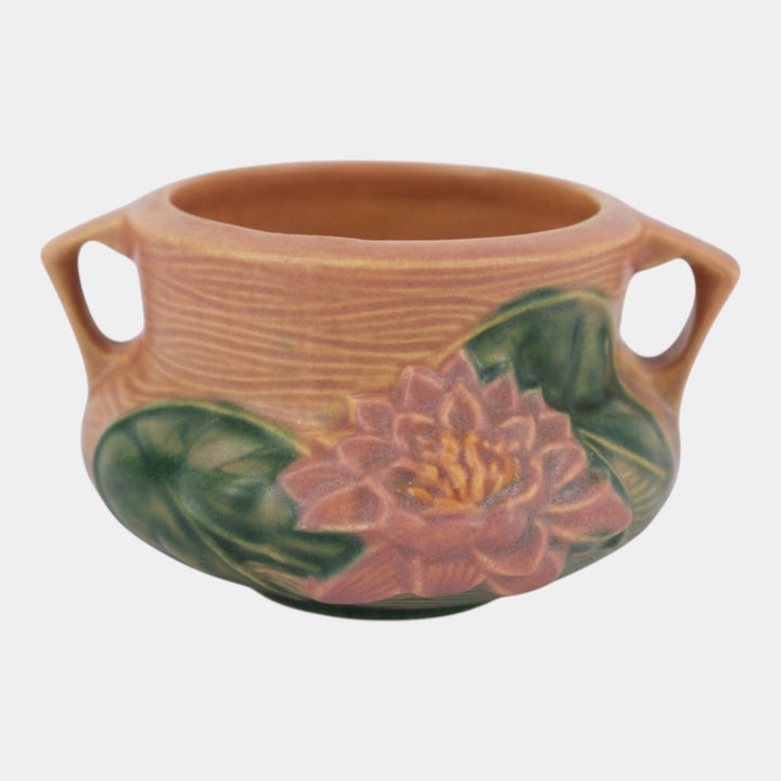 Roseville Water Lily Pink 1943 Vintage Art Pottery Jardiniere Planter 663-3