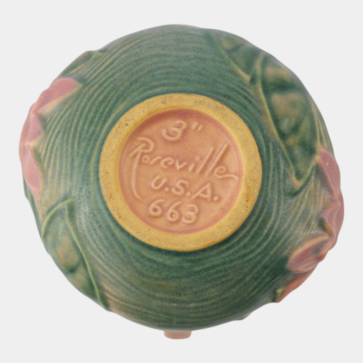 Roseville Water Lily Pink 1943 Vintage Art Pottery Jardiniere Planter 663-3