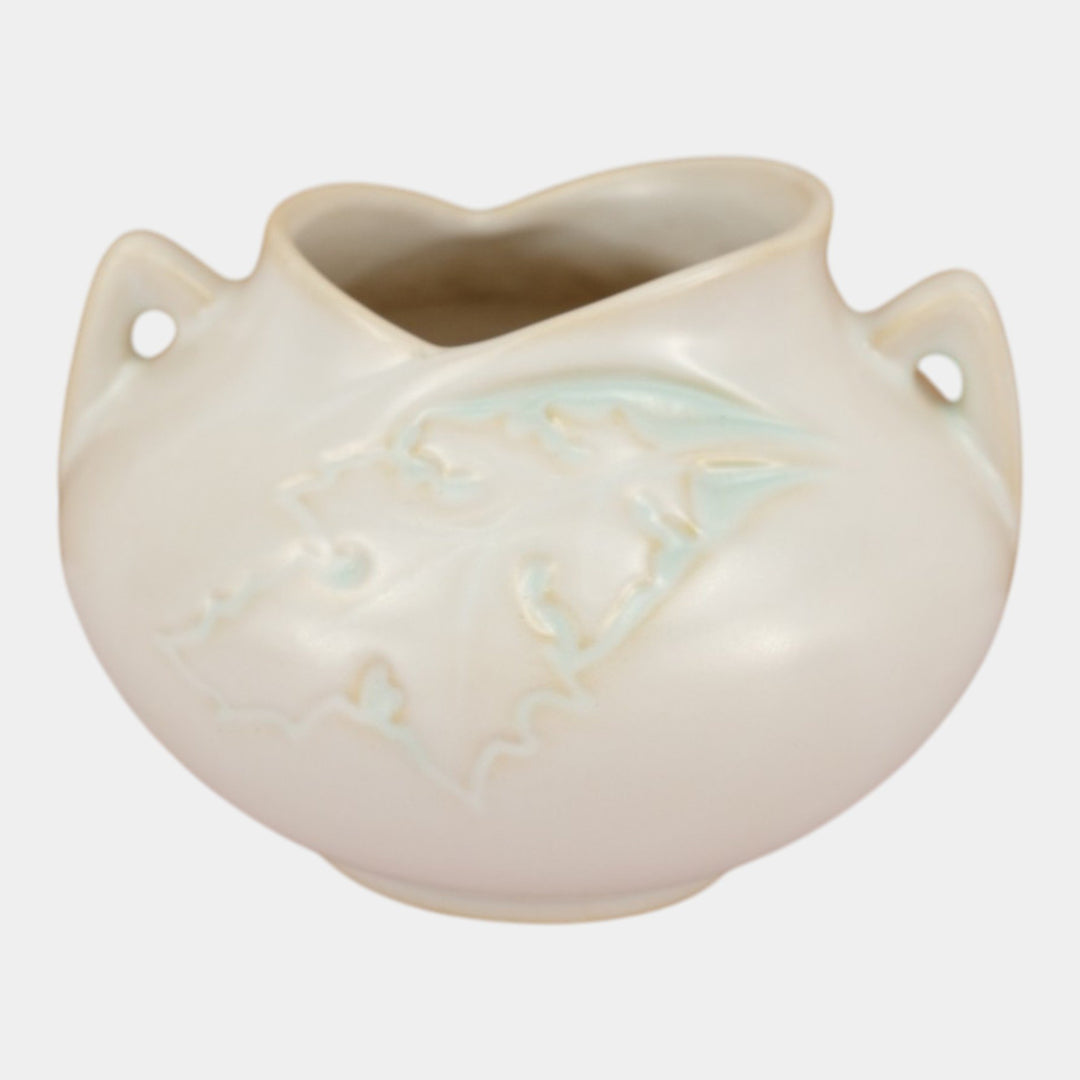 Roseville Silhouette White 1950 Vintage Art Deco Pottery Ceramic Bowl Vase 741-4