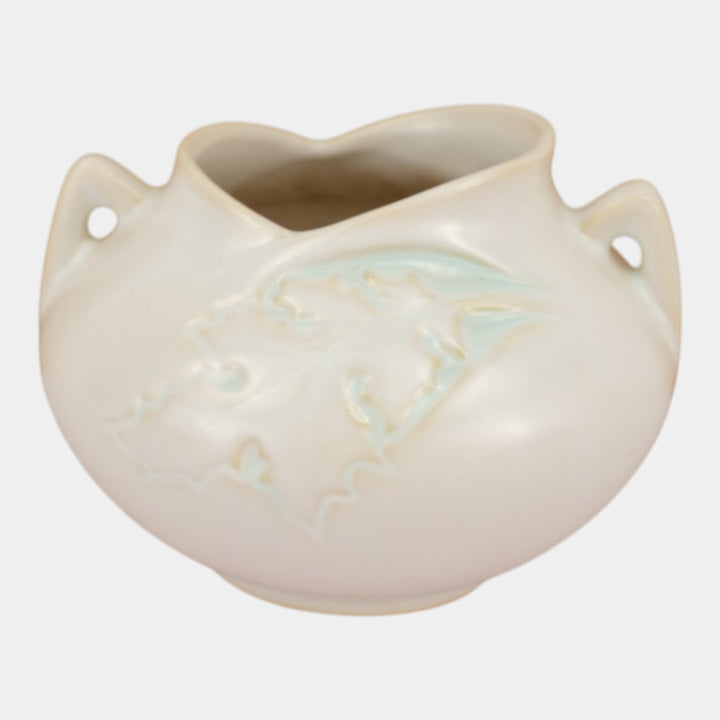 Roseville Silhouette White 1950 Vintage Art Deco Pottery Ceramic Bowl Vase 741-4