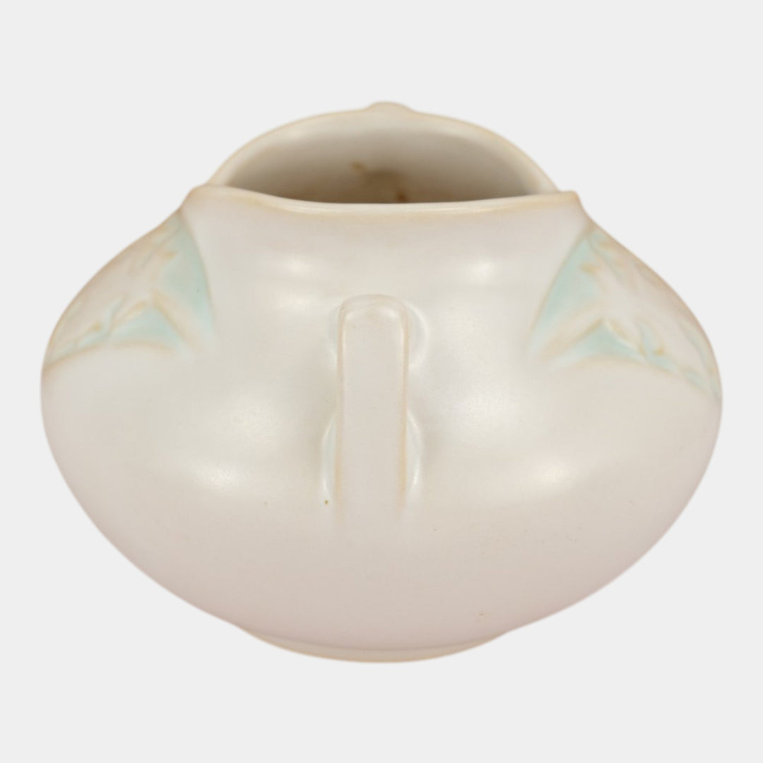 Roseville Silhouette White 1950 Vintage Art Deco Pottery Ceramic Bowl Vase 741-4