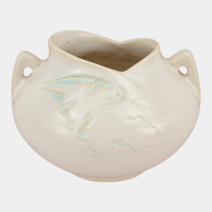 Roseville Silhouette White 1950 Vintage Art Deco Pottery Ceramic Bowl Vase 741-4