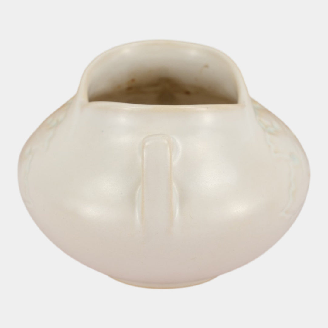 Roseville Silhouette White 1950 Vintage Art Deco Pottery Ceramic Bowl Vase 741-4