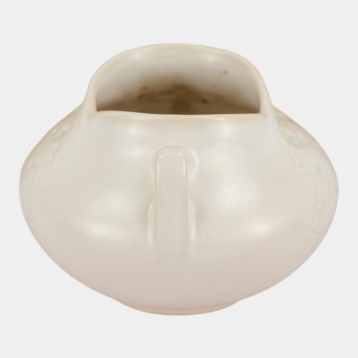 Roseville Silhouette White 1950 Vintage Art Deco Pottery Ceramic Bowl Vase 741-4