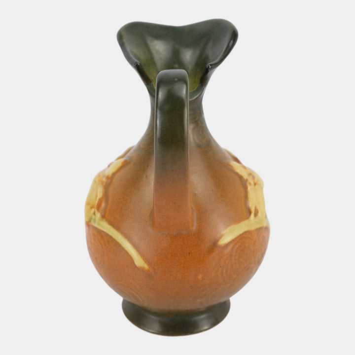 Roseville Zephyr Lily Brown Mid Century Modern Pottery Ceramic Ewer 22-6