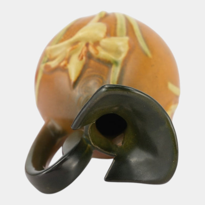 Roseville Zephyr Lily Brown Mid Century Modern Pottery Ceramic Ewer 22-6