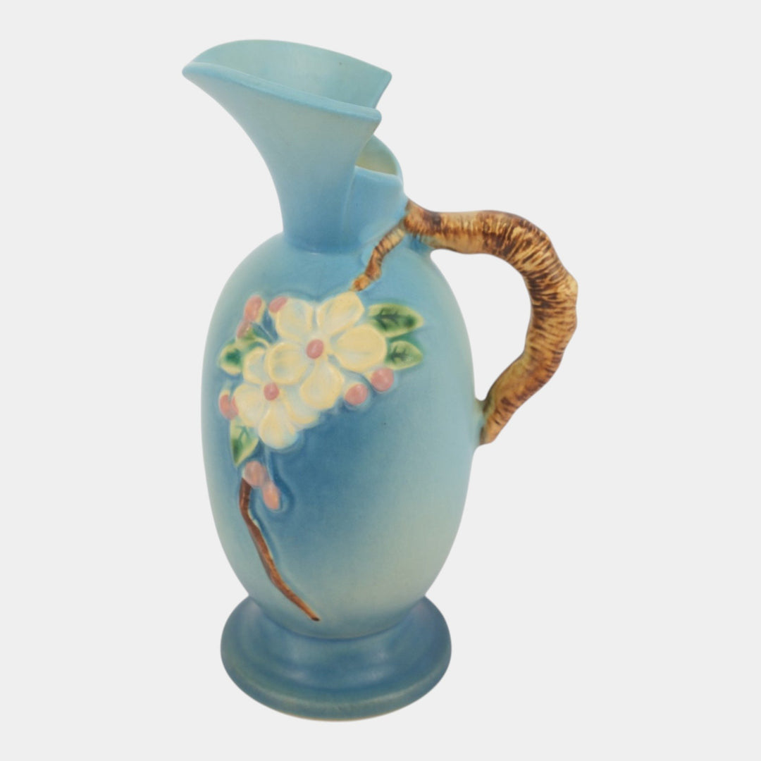 Roseville Apple Blossom Blue 1949 Mid Century Modern Pottery Ceramic Ewer 316-8