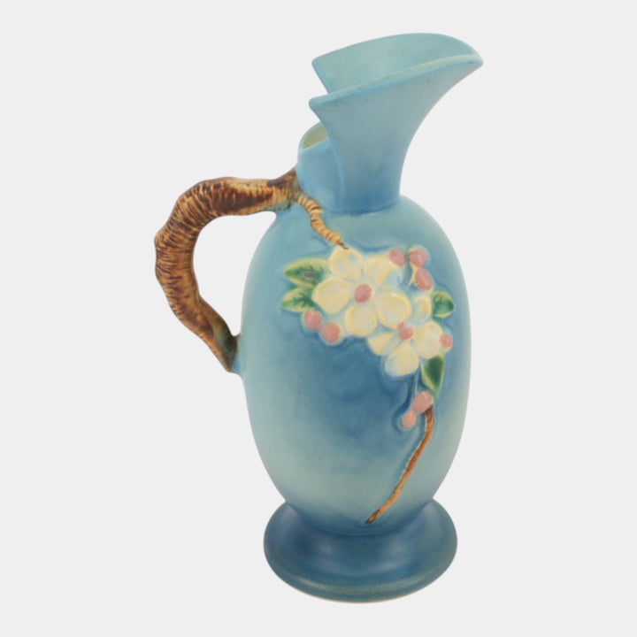 Roseville Apple Blossom Blue 1949 Mid Century Modern Pottery Ceramic Ewer 316-8