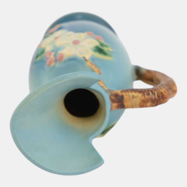 Roseville Apple Blossom Blue 1949 Mid Century Modern Pottery Ceramic Ewer 316-8