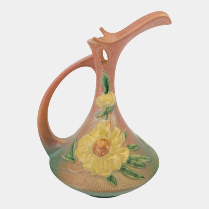 Roseville Peony Pink 1942 Vintage Art Pottery Ceramic Ewer 8-10