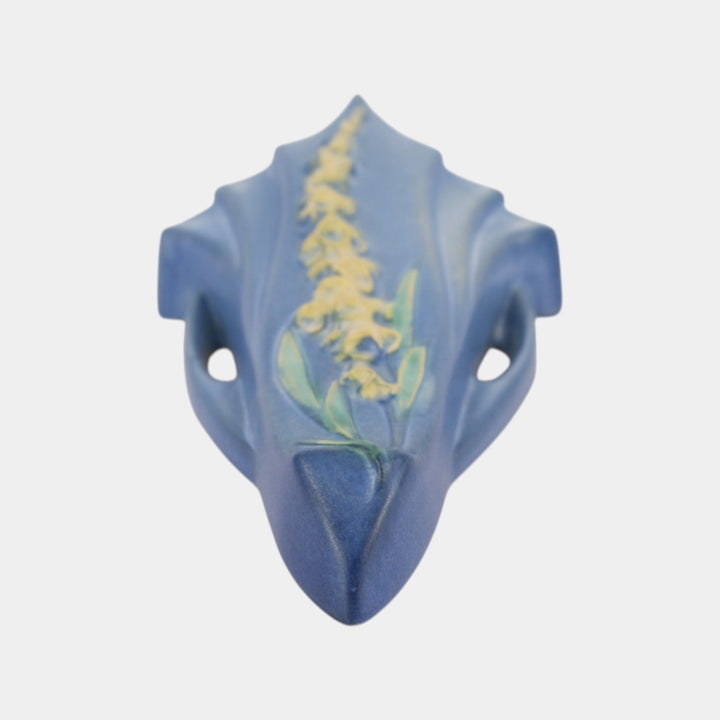 Roseville Foxglove Blue 1942 Vintage Art Pottery Ceramic Wall Pocket 1292-8