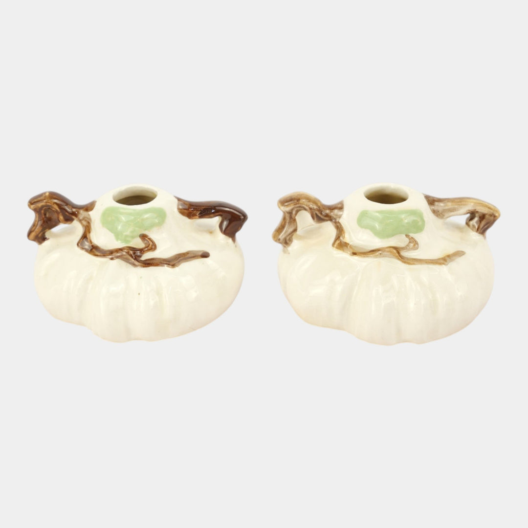 Roseville Ming Tree White 1949 Mid Century Modern Pottery Candle Holders 551