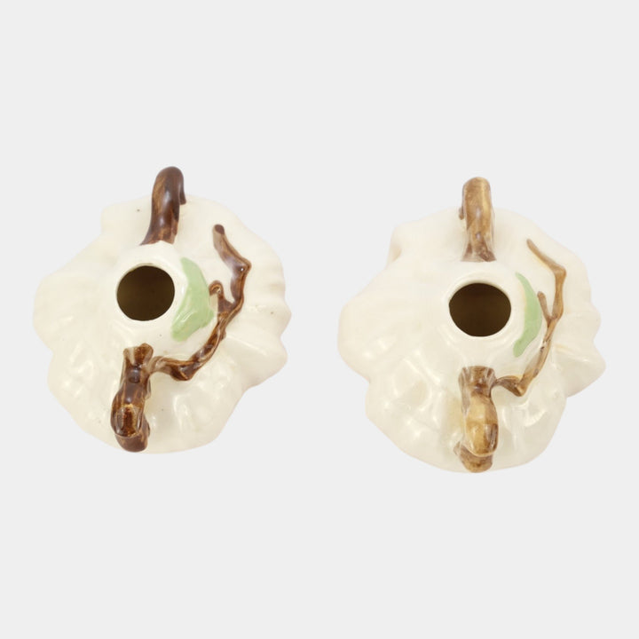 Roseville Ming Tree White 1949 Mid Century Modern Pottery Candle Holders 551