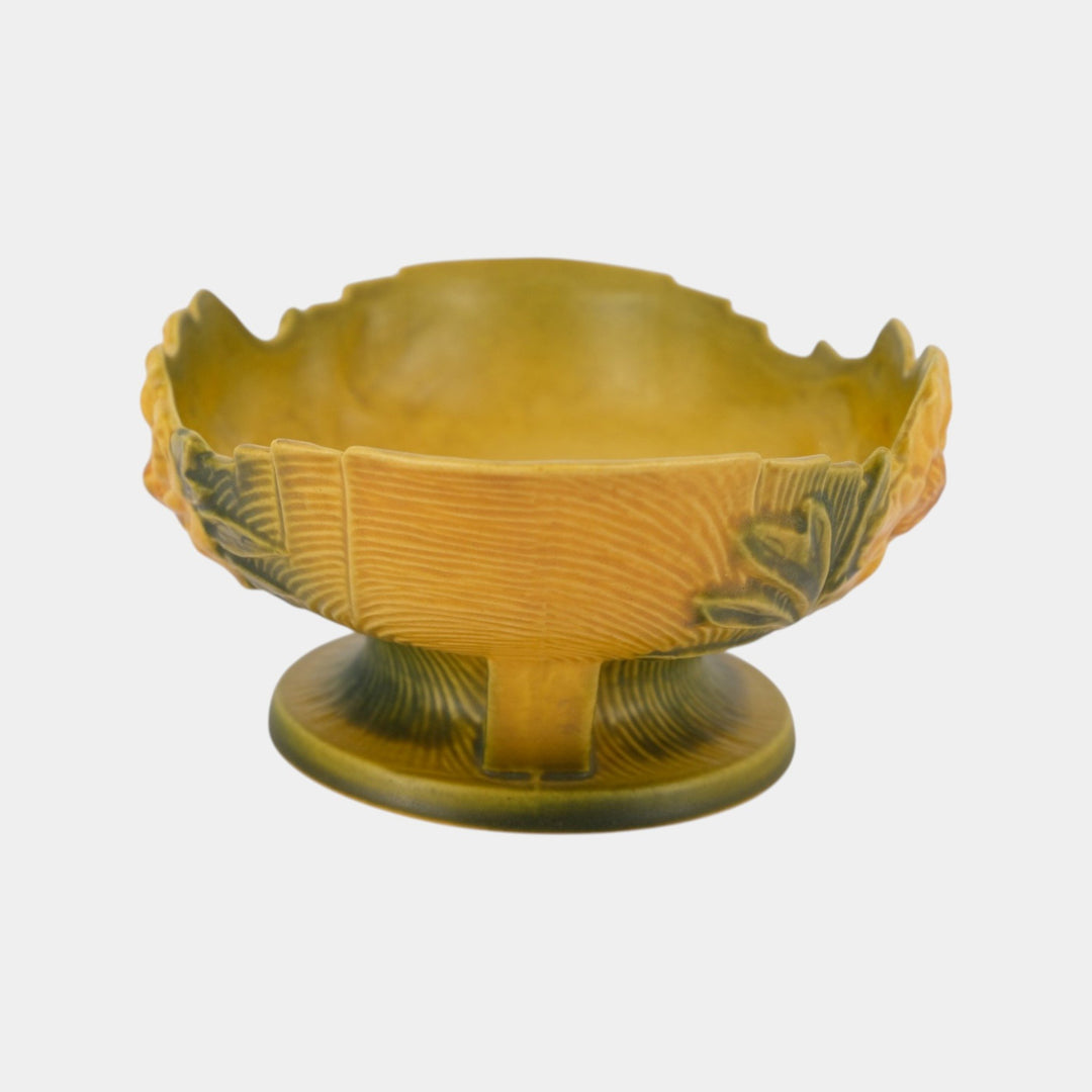 Roseville Peony Yellow 1942 Vintage Art Pottery Compote Planter Bowl 3-10