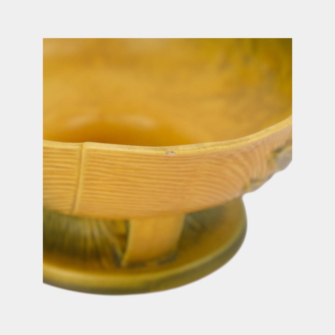 Roseville Peony Yellow 1942 Vintage Art Pottery Compote Planter Bowl 3-10