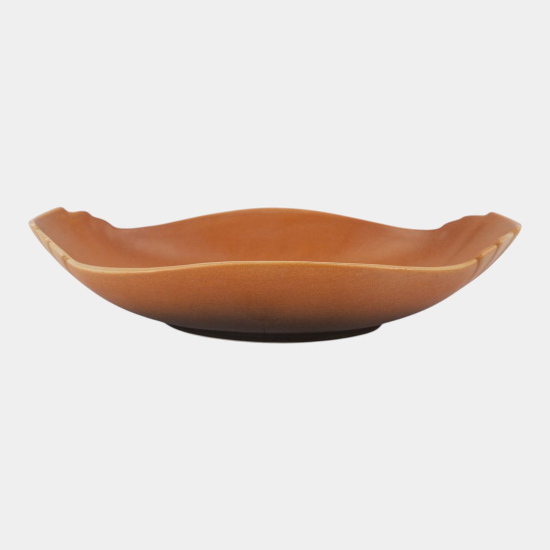 Roseville Rozane Pattern Brown 1941 Vintage Art Deco Pottery Console Bowl 397-14