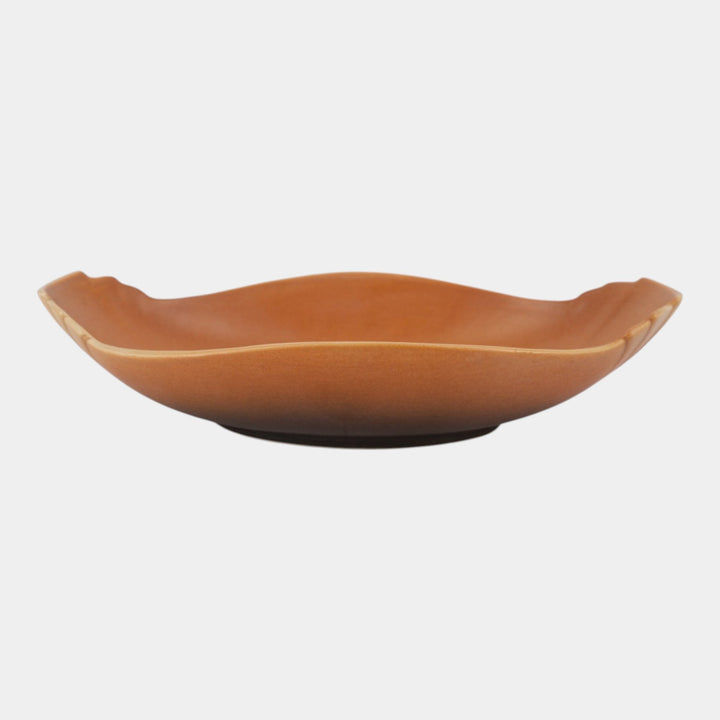 Roseville Rozane Pattern Brown 1941 Vintage Art Deco Pottery Console Bowl 397-14