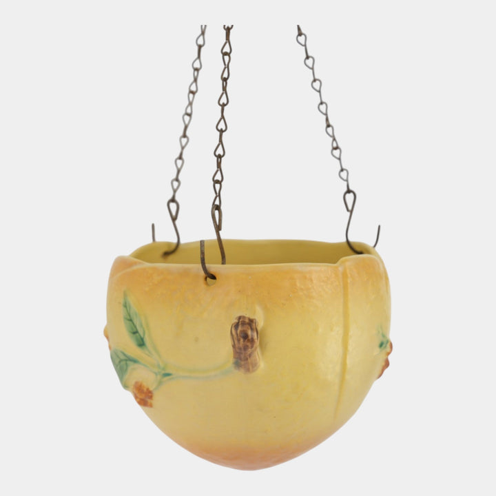 Roseville Bittersweet Yellow 1951 Vintage Art Pottery Hanging Basket Planter