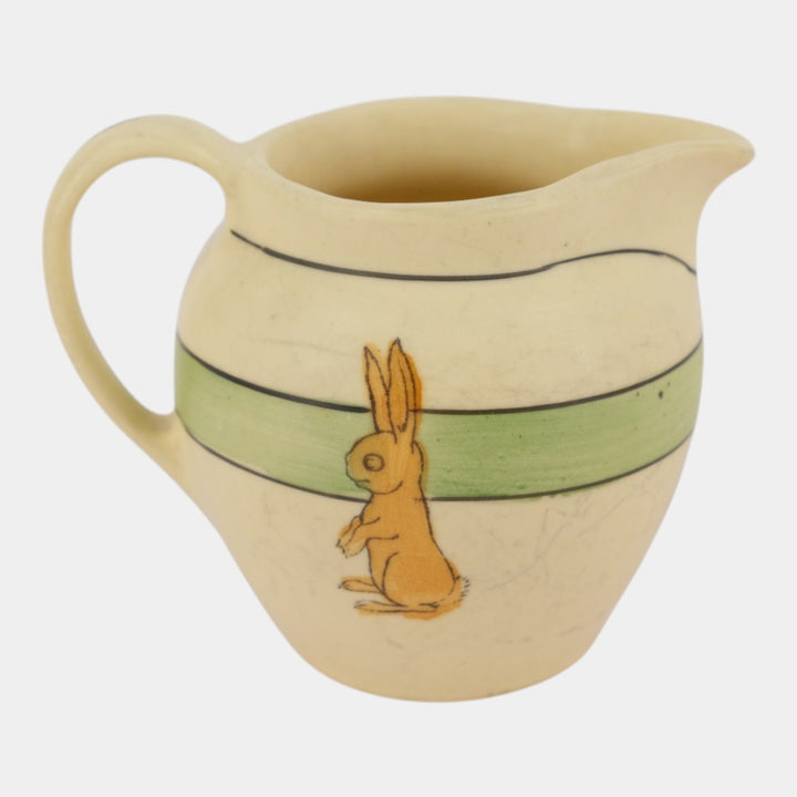 Roseville Juvenile Creamware 1910 Art Pottery Two Standing Rabbits Creamer