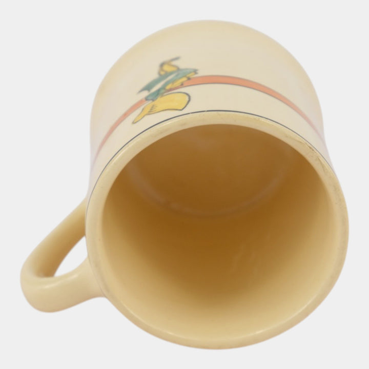 Roseville Juvenile Creamware 1910 Vintage Art Pottery Yellow Bonnet Girl Mug