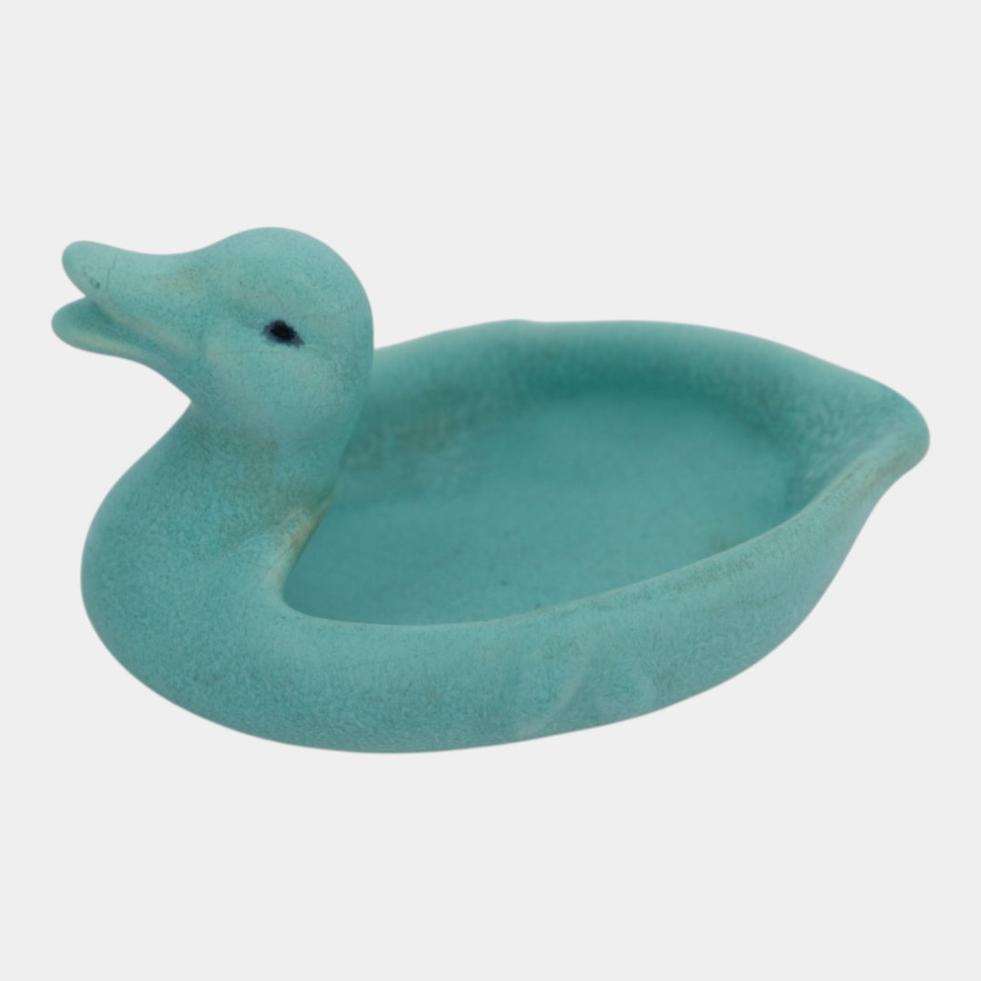 Weller Patricia Blue 1930s Vintage Art Pottery Ceramic Duck Pin Tray - Just Art Pottery