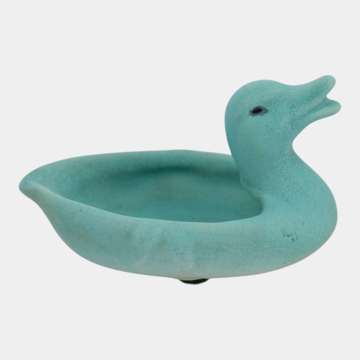 Weller Patricia Blue 1930s Vintage Art Pottery Ceramic Duck Pin Tray - Just Art Pottery