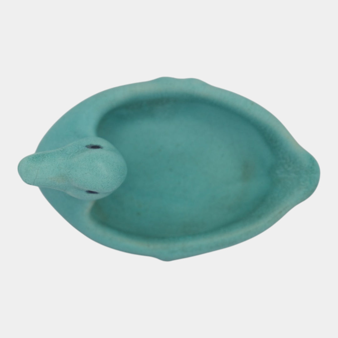 Weller Patricia Blue 1930s Vintage Art Pottery Ceramic Duck Pin Tray - Just Art Pottery