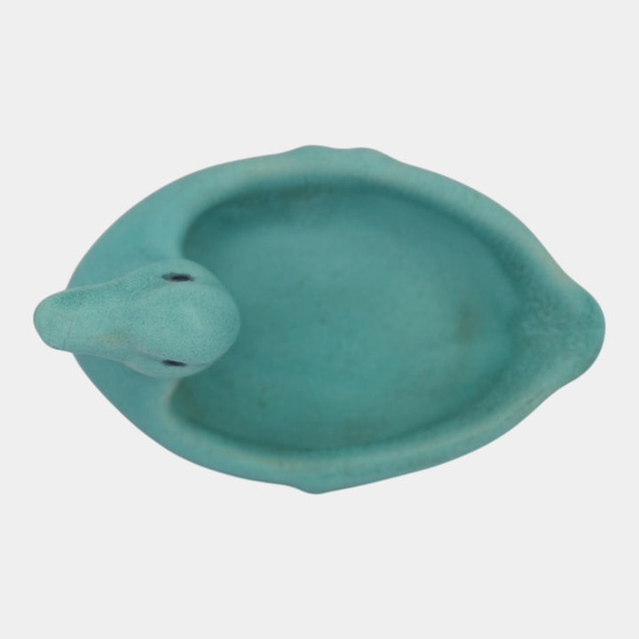 Weller Patricia Blue 1930s Vintage Art Pottery Ceramic Duck Pin Tray - Just Art Pottery