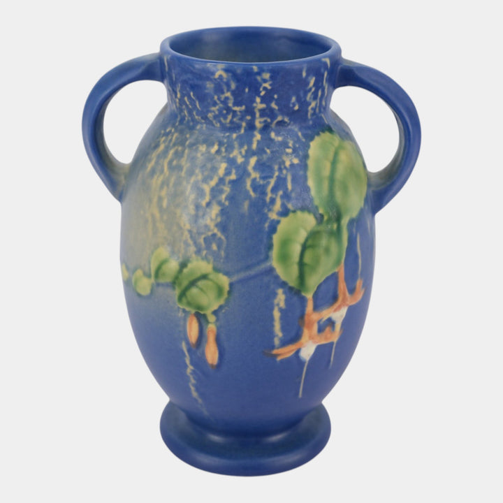 Roseville Fuchsia Blue 1938 Vintage Art Pottery Ceramic Vase 892-6