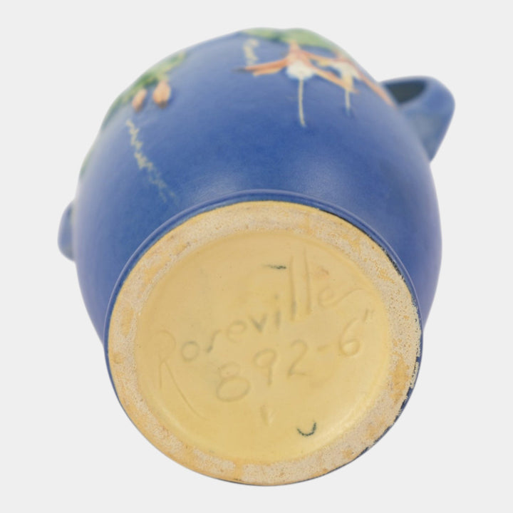 Roseville Fuchsia Blue 1938 Vintage Art Pottery Ceramic Vase 892-6