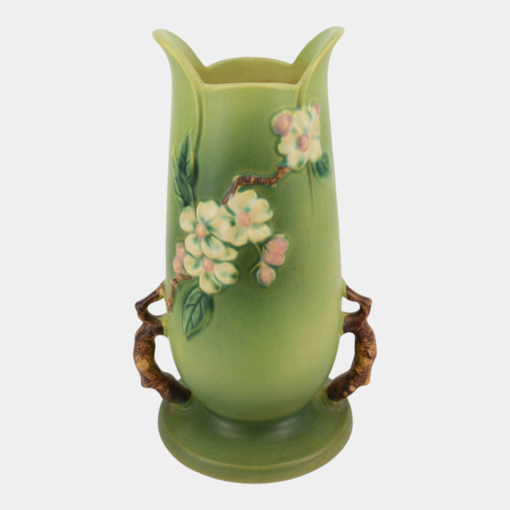 Roseville Apple Blossom Green 1949 Mid Century Modern Pottery Vase 389-10