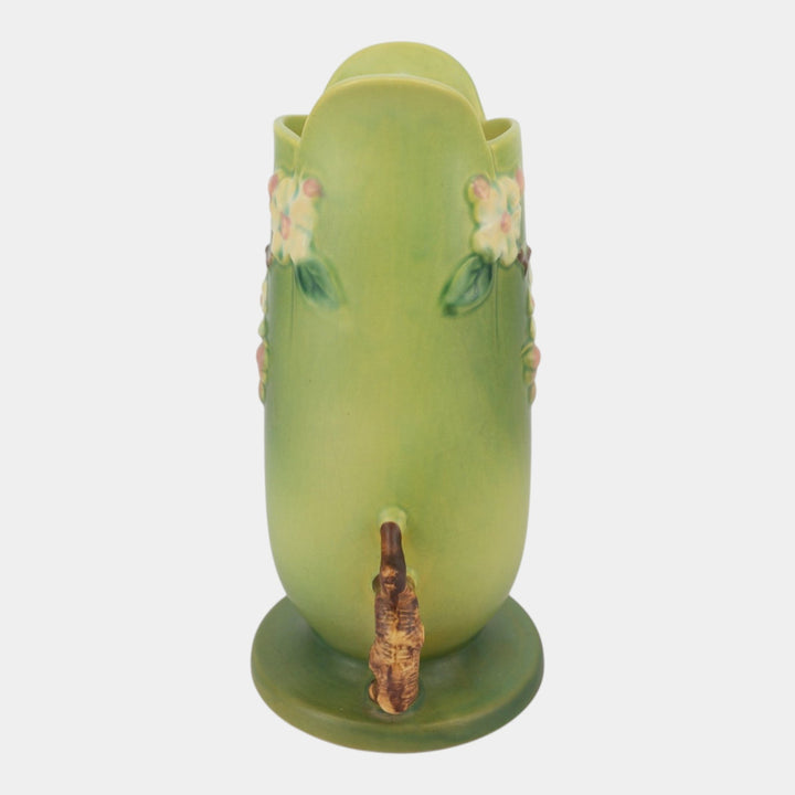 Roseville Apple Blossom Green 1949 Mid Century Modern Pottery Vase 389-10