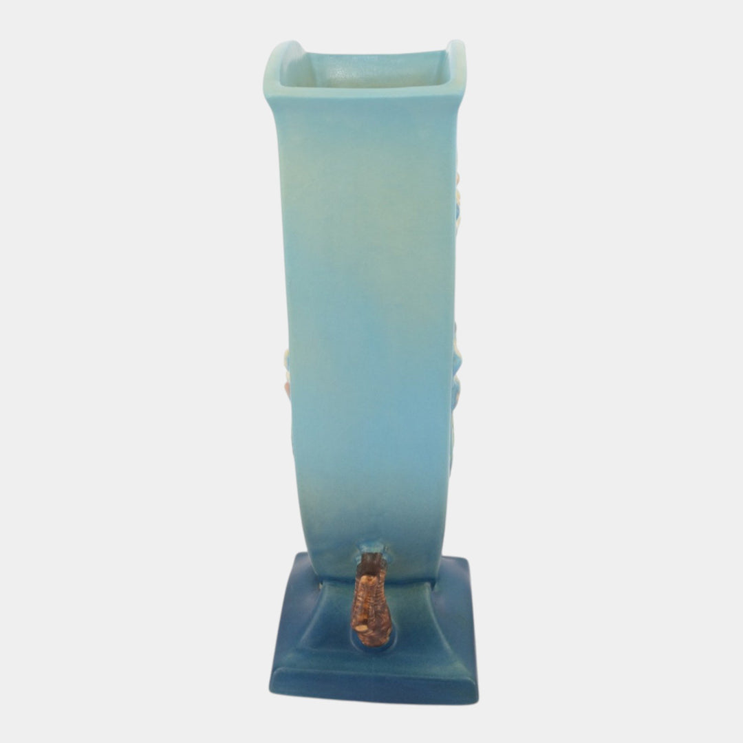 Roseville Apple Blossom Blue 1949 Mid Century Modern Pottery Ceramic Vase 390-12