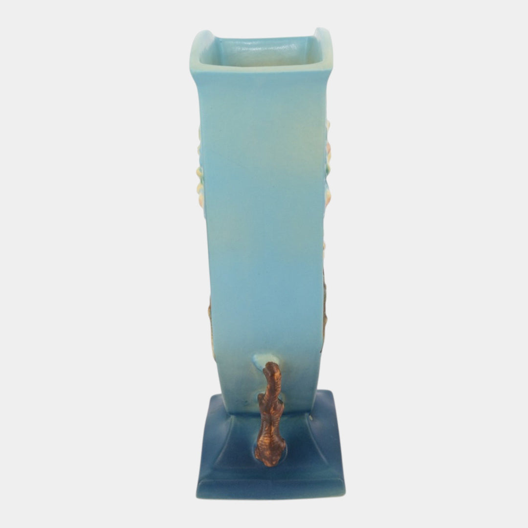 Roseville Apple Blossom Blue 1949 Mid Century Modern Pottery Ceramic Vase 390-12