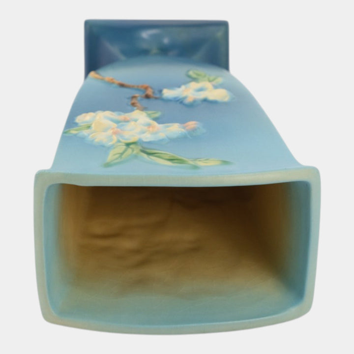 Roseville Apple Blossom Blue 1949 Mid Century Modern Pottery Ceramic Vase 390-12