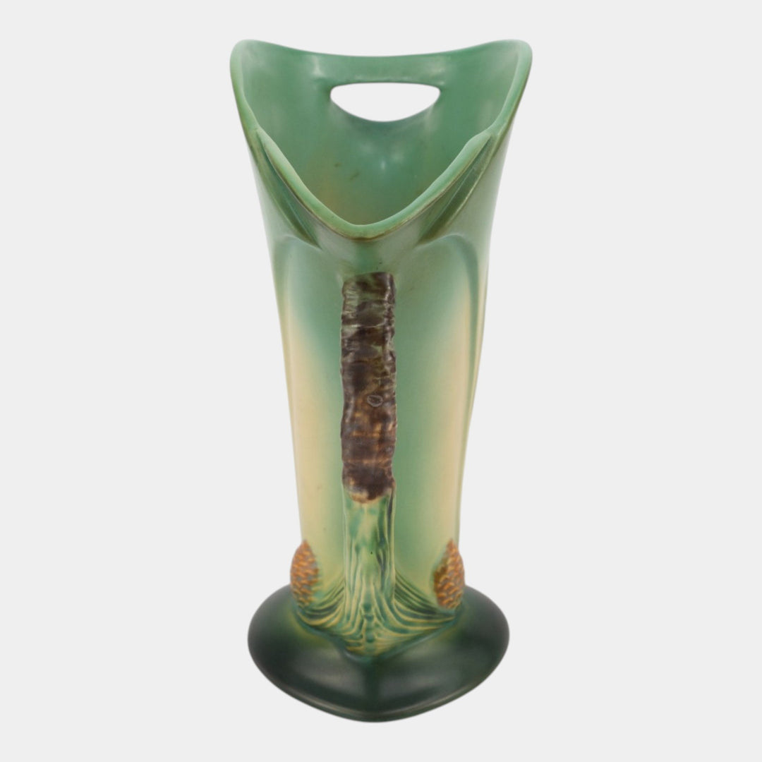 Roseville Pine Cone Green 1953 Mid Century Modern Pottery Ewer Vase 485-10