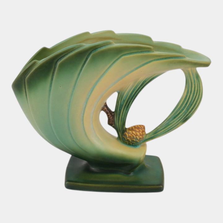 Roseville Pine Cone Green 1953 Mid Century Modern Pottery Flower Vase 472-6