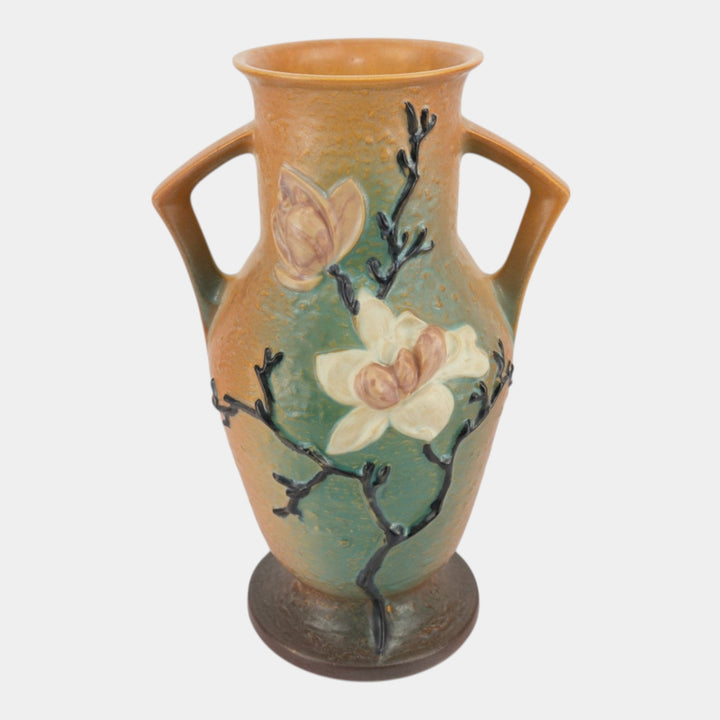 Roseville Magnolia Brown 1943 Mid Century Modern Pottery Floor Vase 98-15