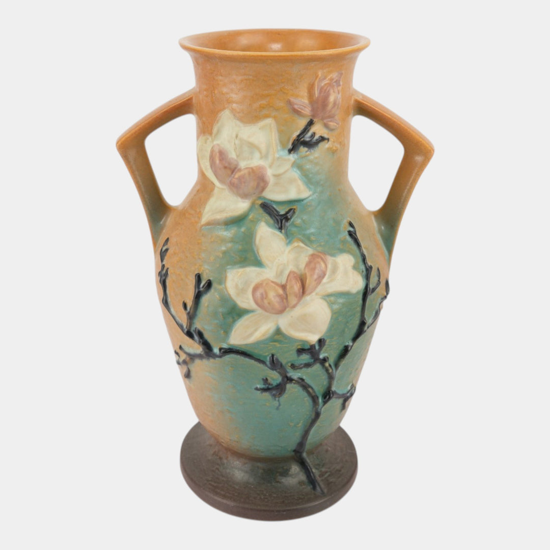 Roseville Magnolia Brown 1943 Mid Century Modern Pottery Floor Vase 98-15