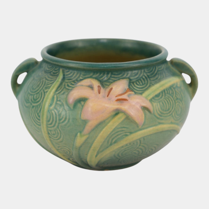Roseville Zephyr Lily Green 1946 Vintage Art Pottery Jardiniere Planter 671-4