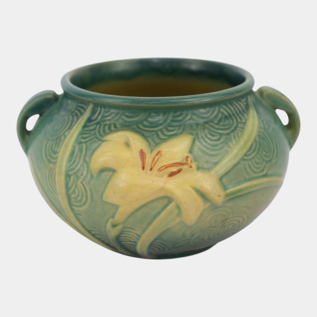 Roseville Zephyr Lily Green 1946 Vintage Art Pottery Jardiniere Planter 671-4