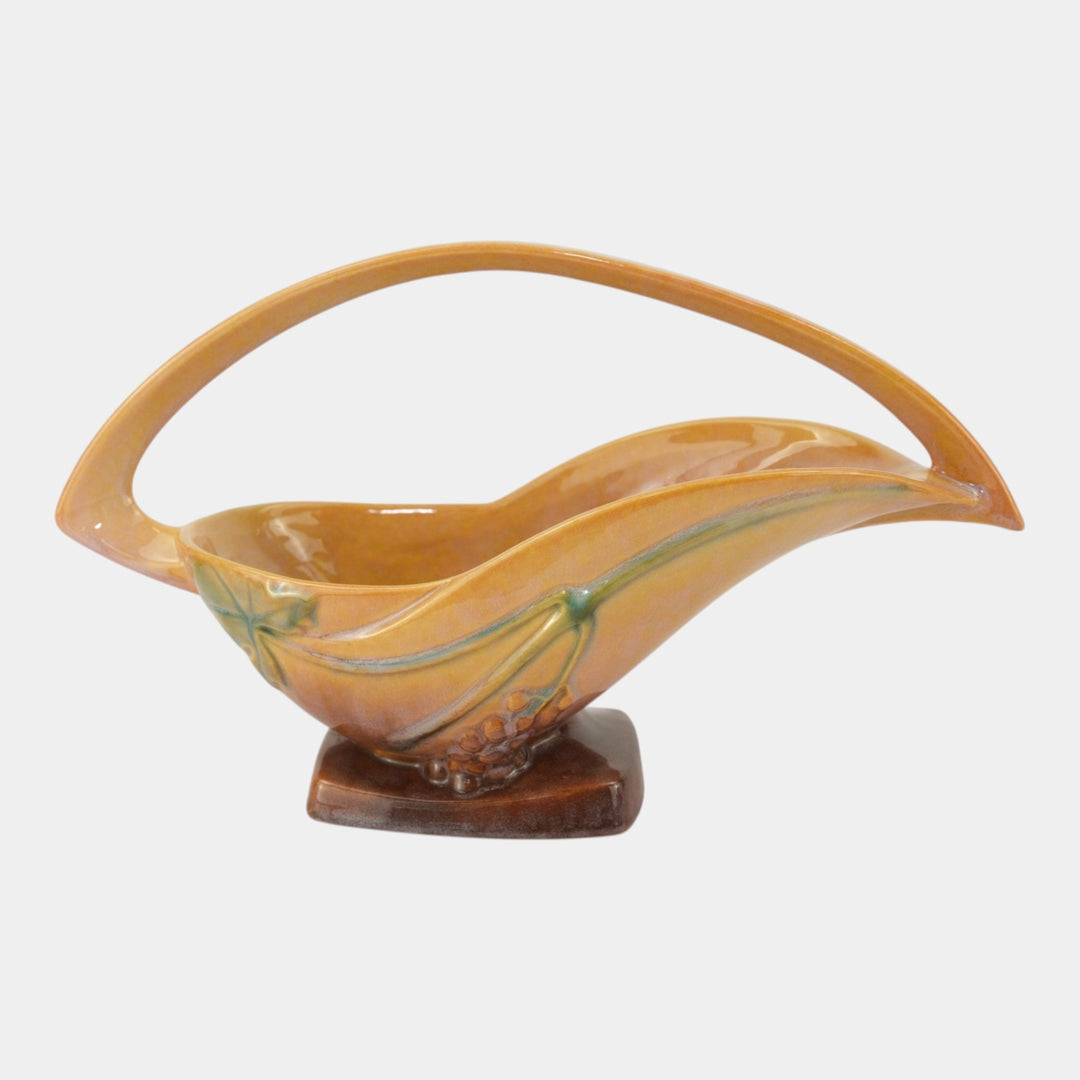 Roseville Wincraft Orange 1948 Mid Century Modern Pottery Ceramic Basket 209-12
