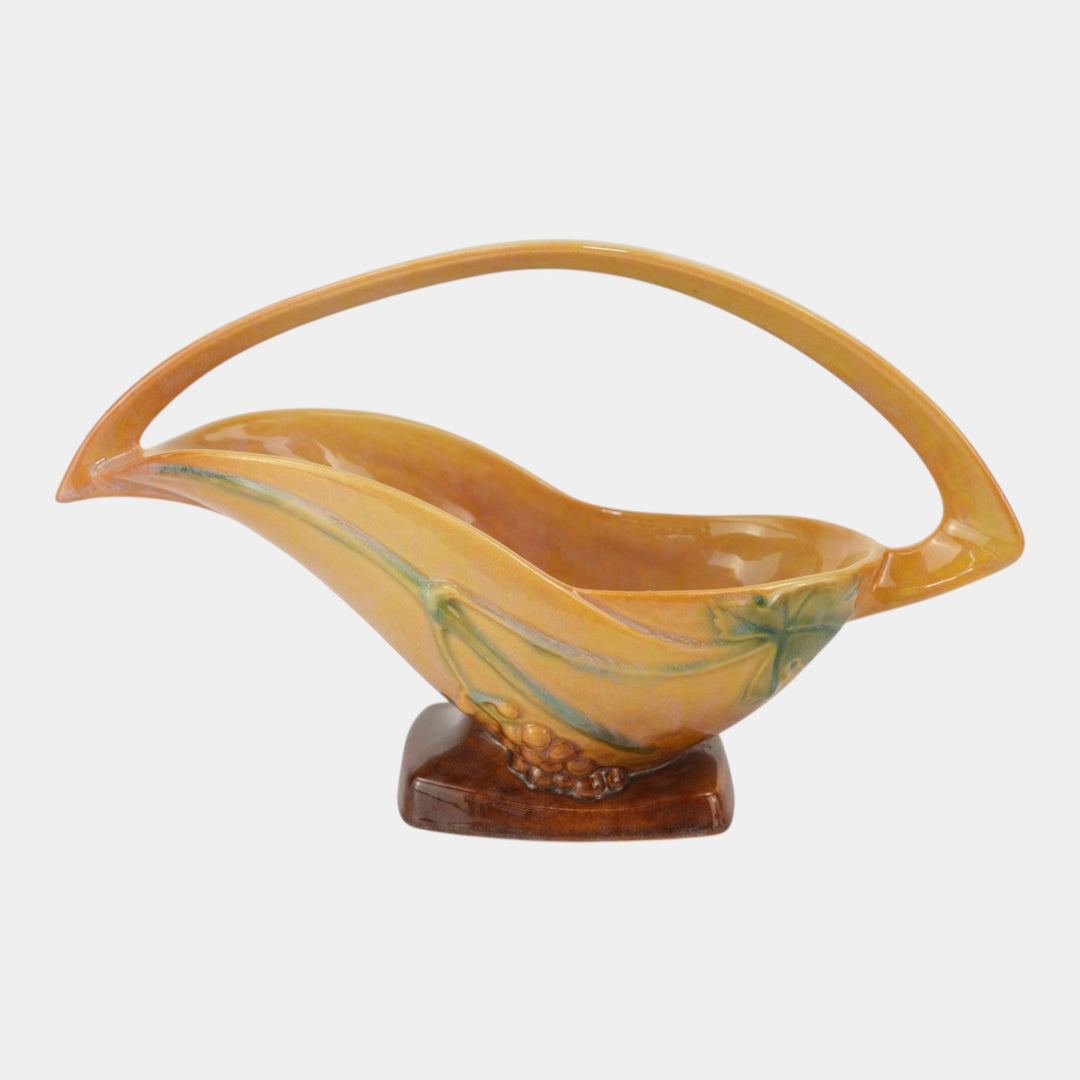 Roseville Wincraft Orange 1948 Mid Century Modern Pottery Ceramic Basket 209-12