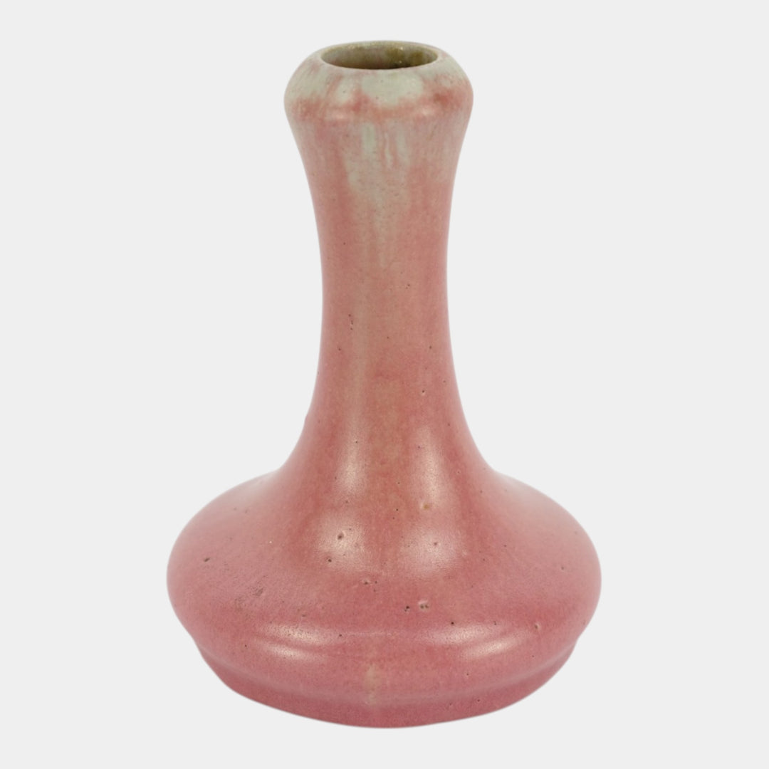 Fulper 1917-1934 Vintage Art Pottery Pink Green Handled Dipstick Ewer Vase 38B