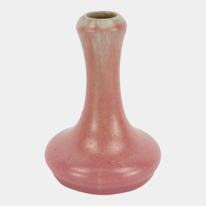 Fulper 1917-1934 Vintage Art Pottery Pink Green Handled Dipstick Ewer Vase 38B