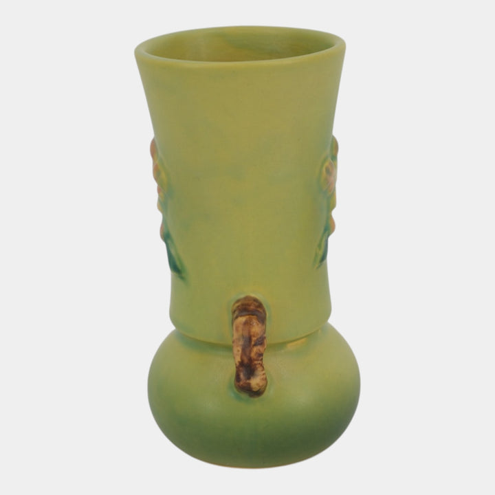 Roseville Apple Blossom Green 1949 Mid Century Modern Ceramic Flower Vase 381-6